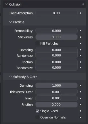 Collision Simulate Settings