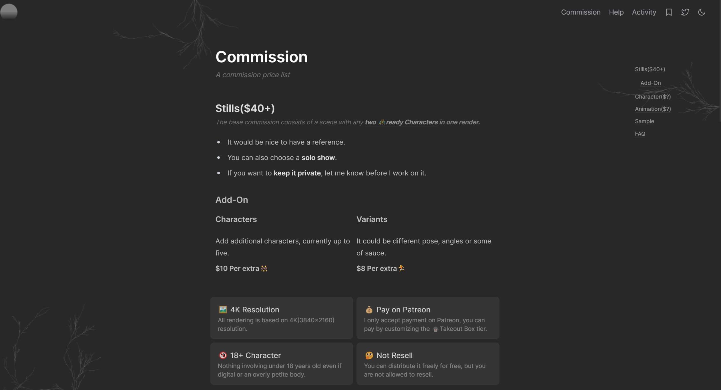 Commission Page